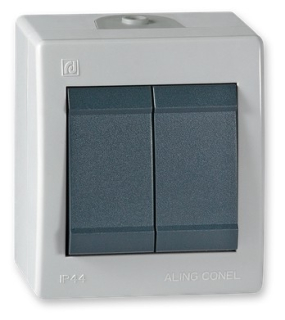 Vypínač povrchový č5 ip44 šedý